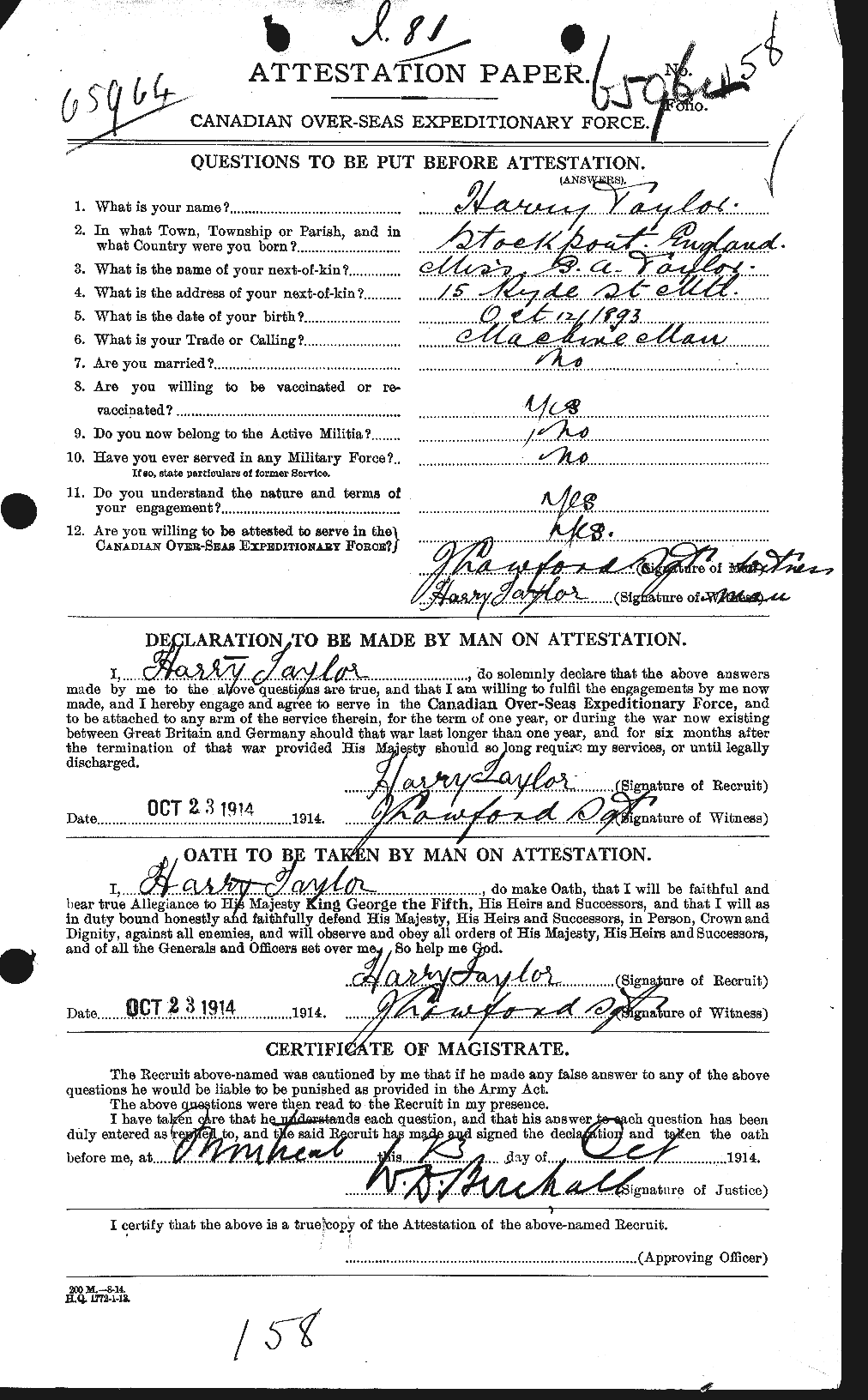 Personnel Records of the First World War - CEF 626447a