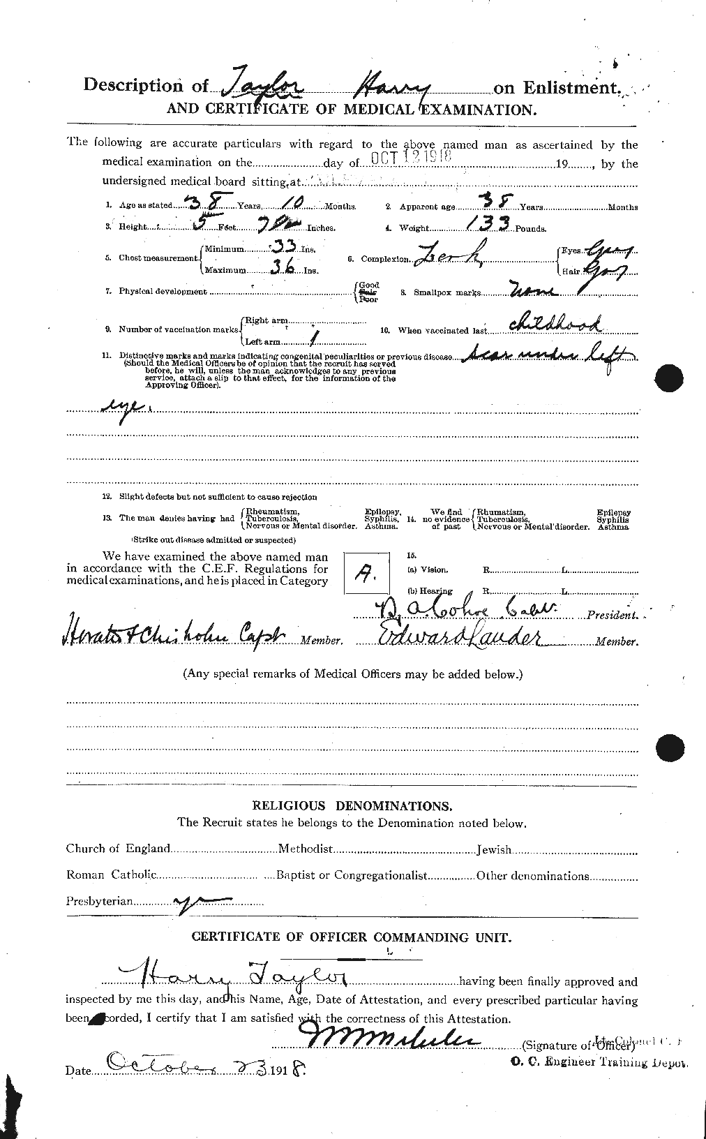 Dossiers du Personnel de la Première Guerre mondiale - CEC 626454b