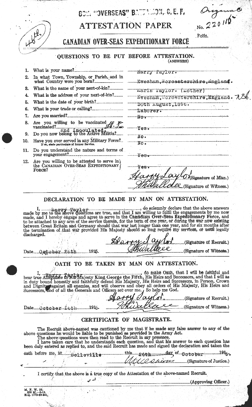 Personnel Records of the First World War - CEF 626455a