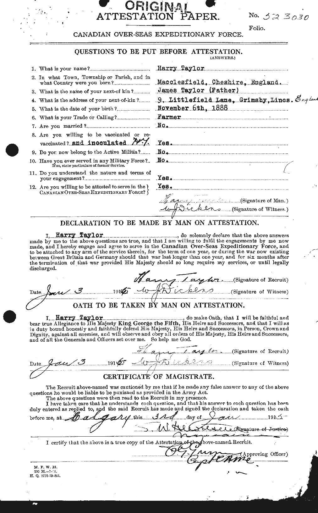 Personnel Records of the First World War - CEF 626467a