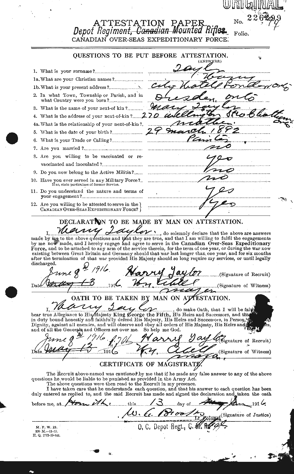 Personnel Records of the First World War - CEF 626470a