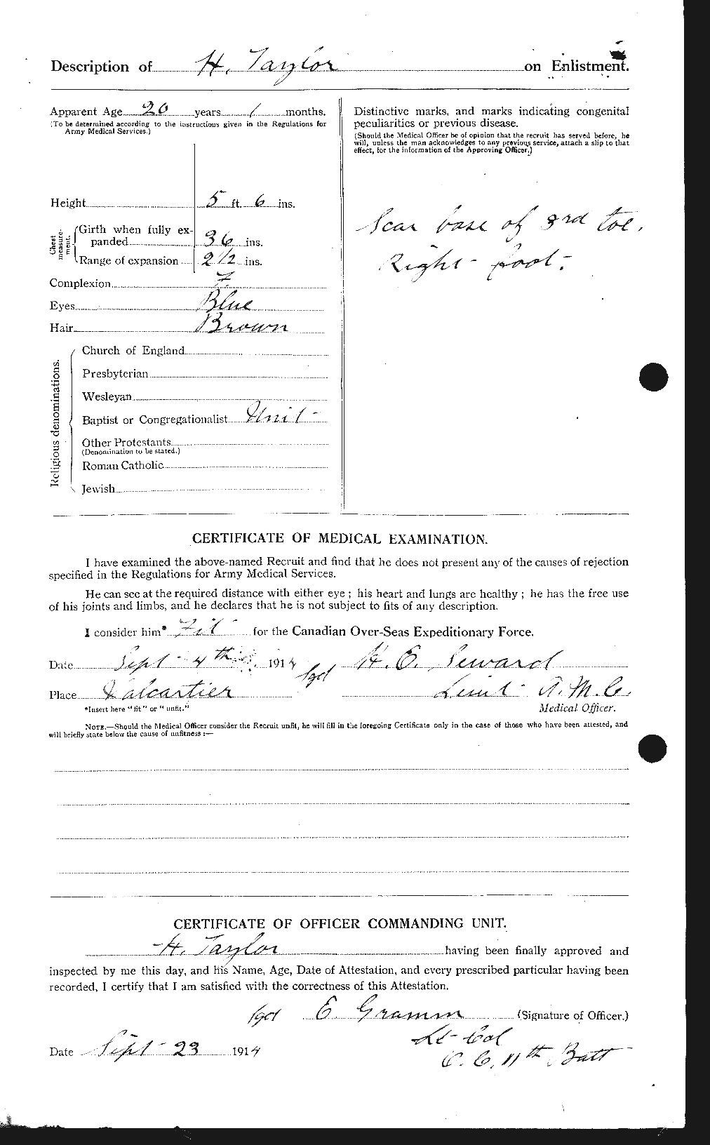 Dossiers du Personnel de la Première Guerre mondiale - CEC 626472b