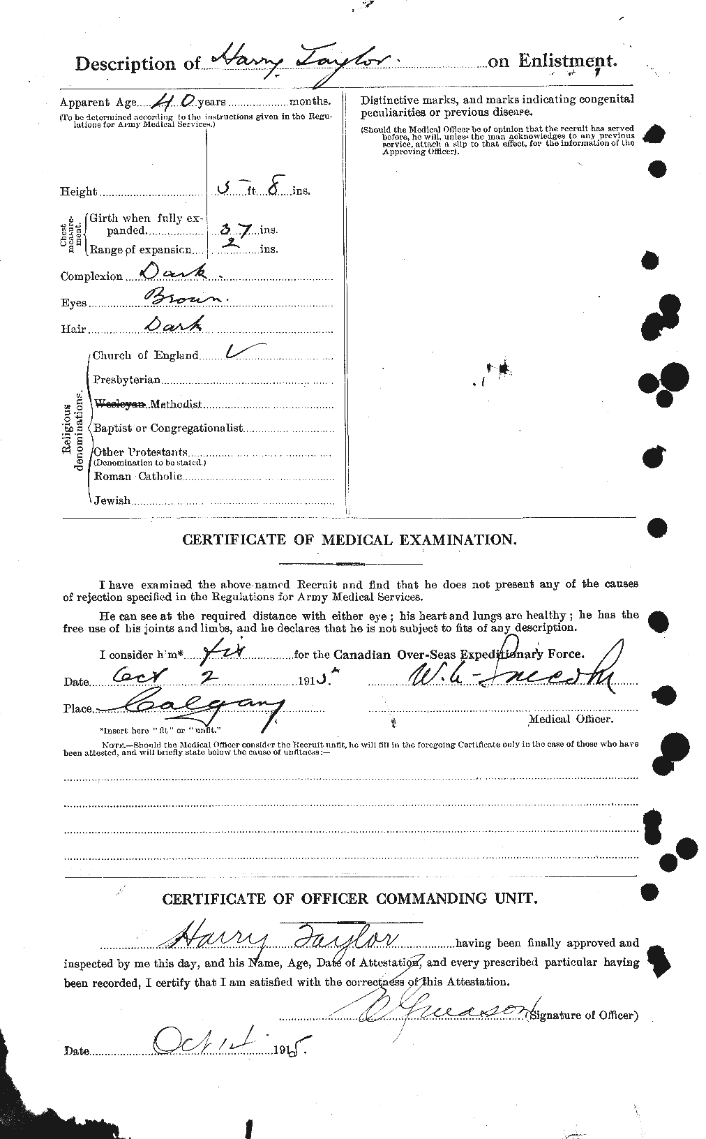 Dossiers du Personnel de la Première Guerre mondiale - CEC 626476b