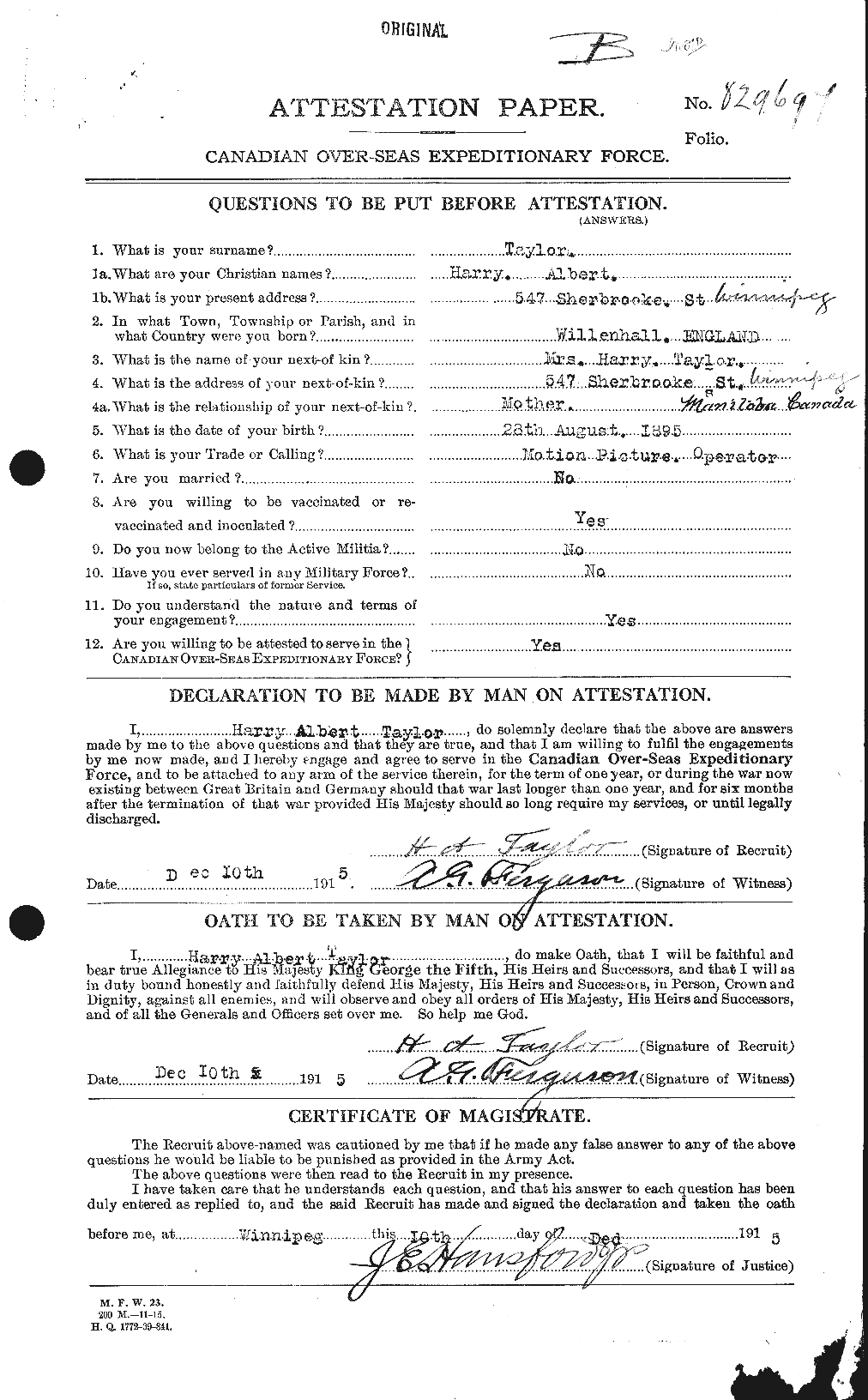 Personnel Records of the First World War - CEF 626480a