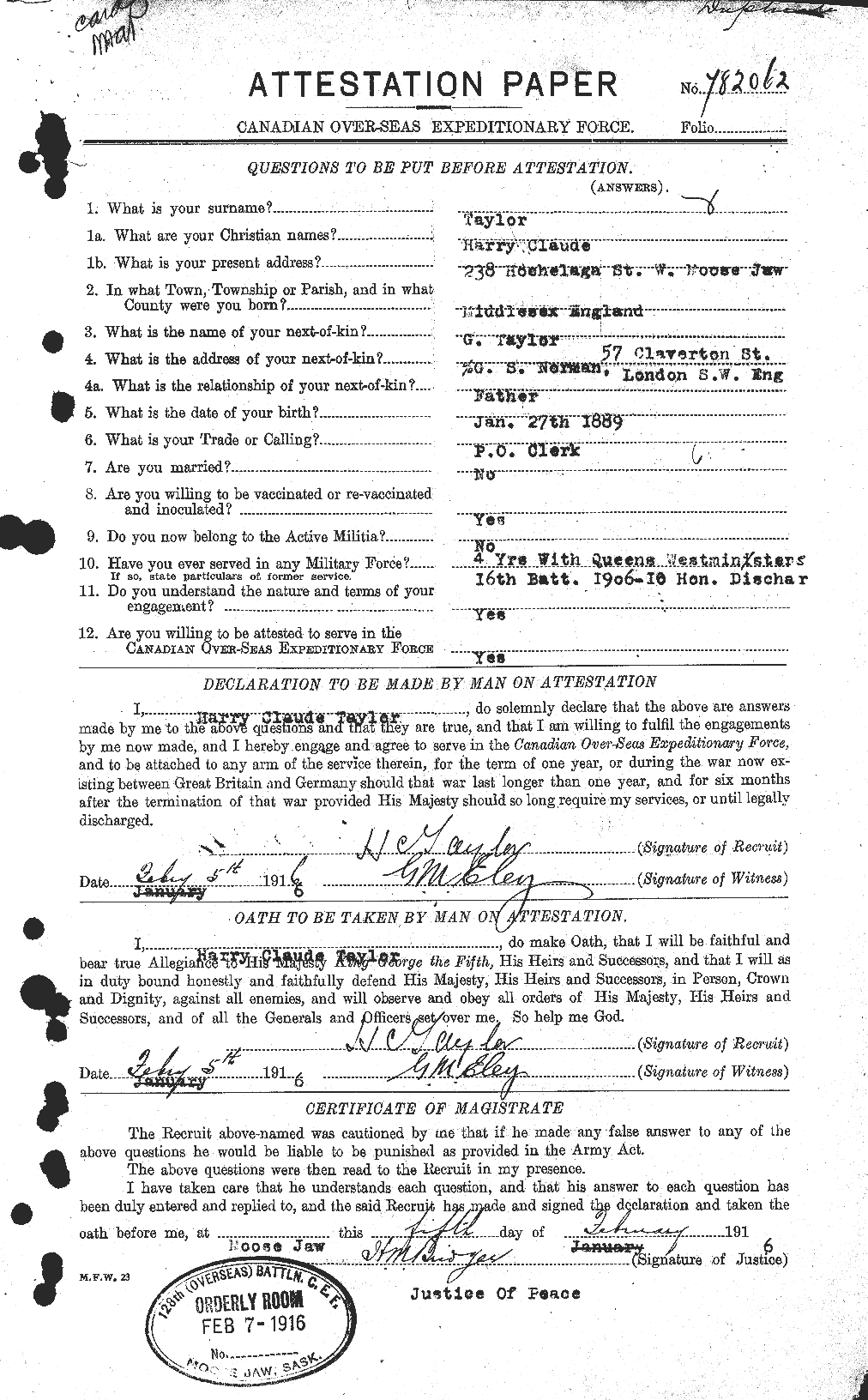Personnel Records of the First World War - CEF 626487a