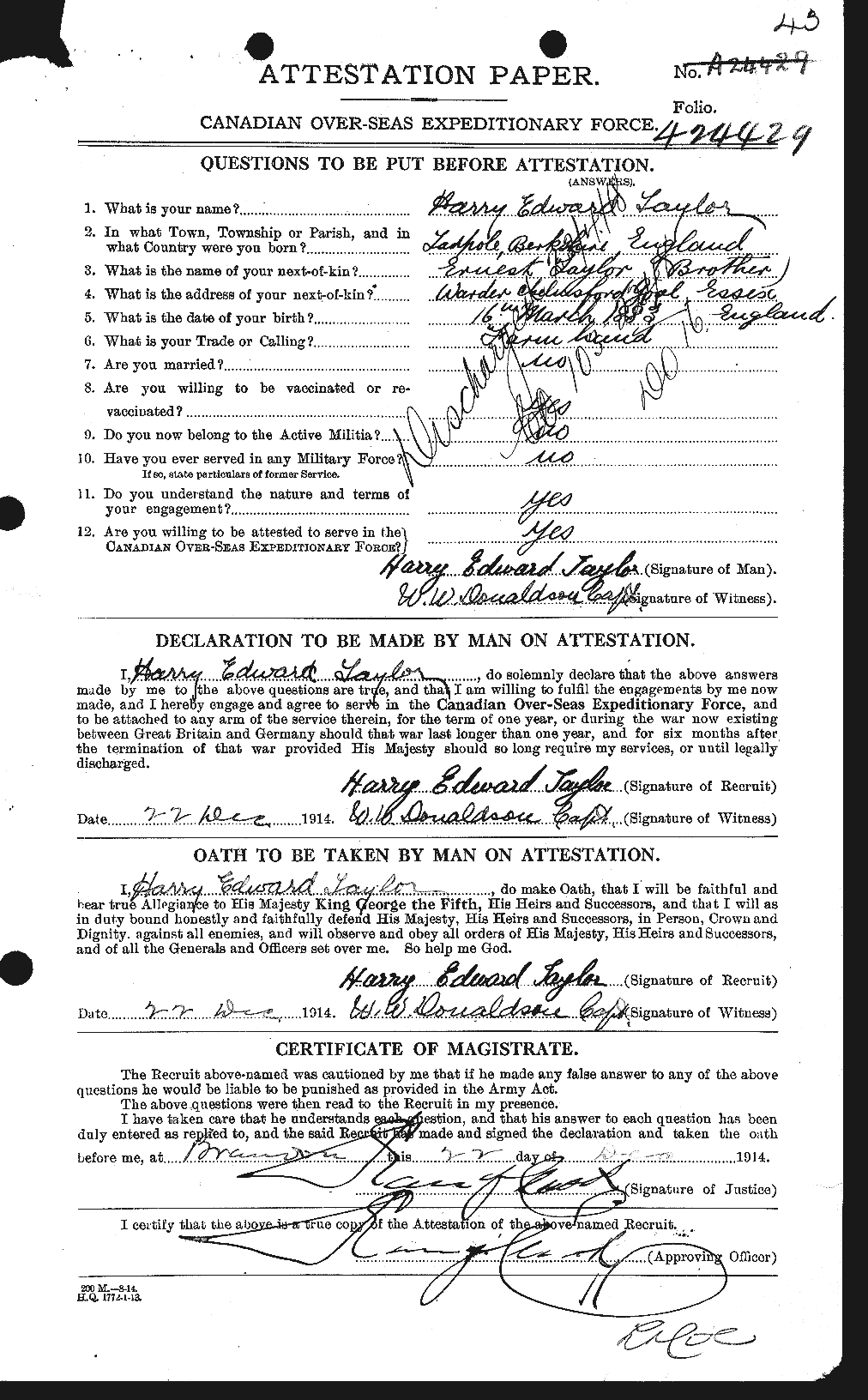 Personnel Records of the First World War - CEF 626492a