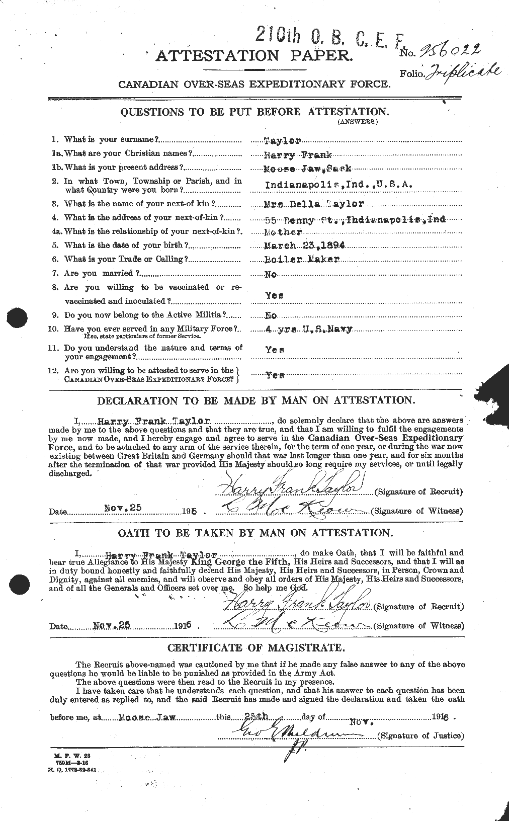 Personnel Records of the First World War - CEF 626494a