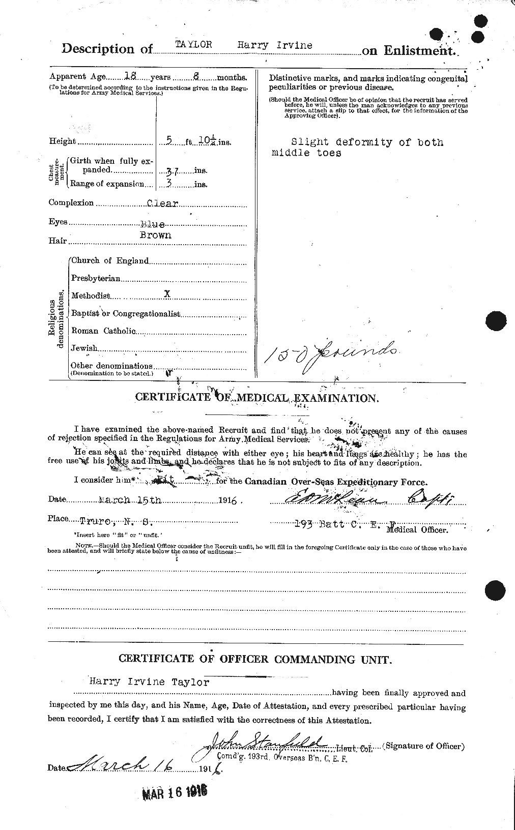 Dossiers du Personnel de la Première Guerre mondiale - CEC 626497b