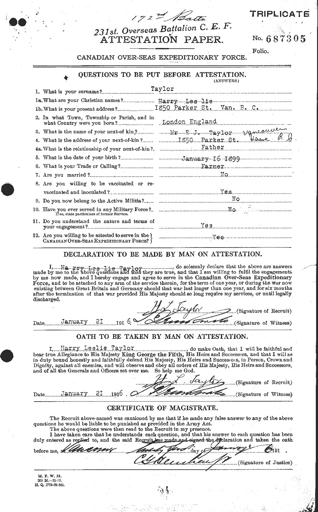 Personnel Records of the First World War - CEF 626499a