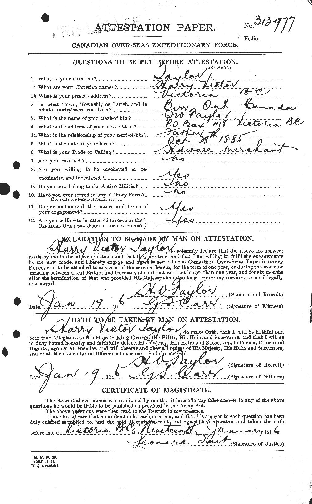 Personnel Records of the First World War - CEF 626505a
