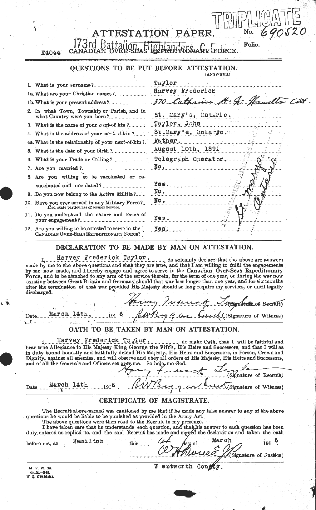 Personnel Records of the First World War - CEF 626510a