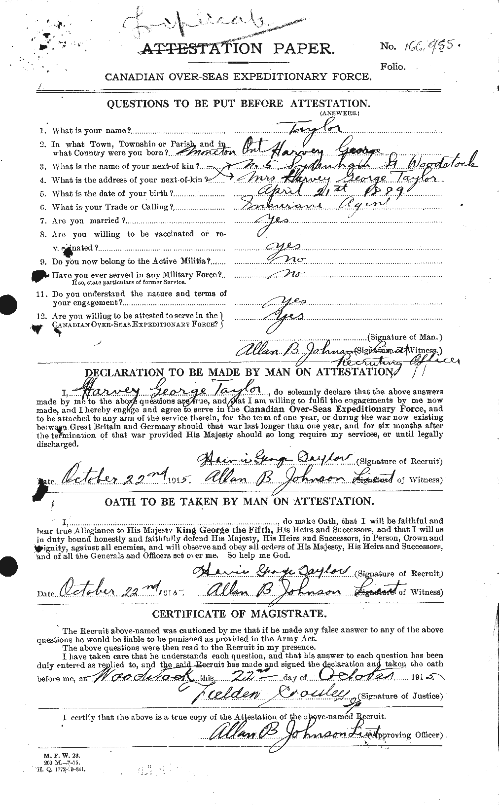 Personnel Records of the First World War - CEF 626511a