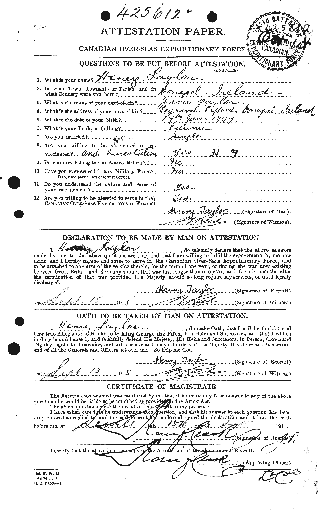 Personnel Records of the First World War - CEF 626523a