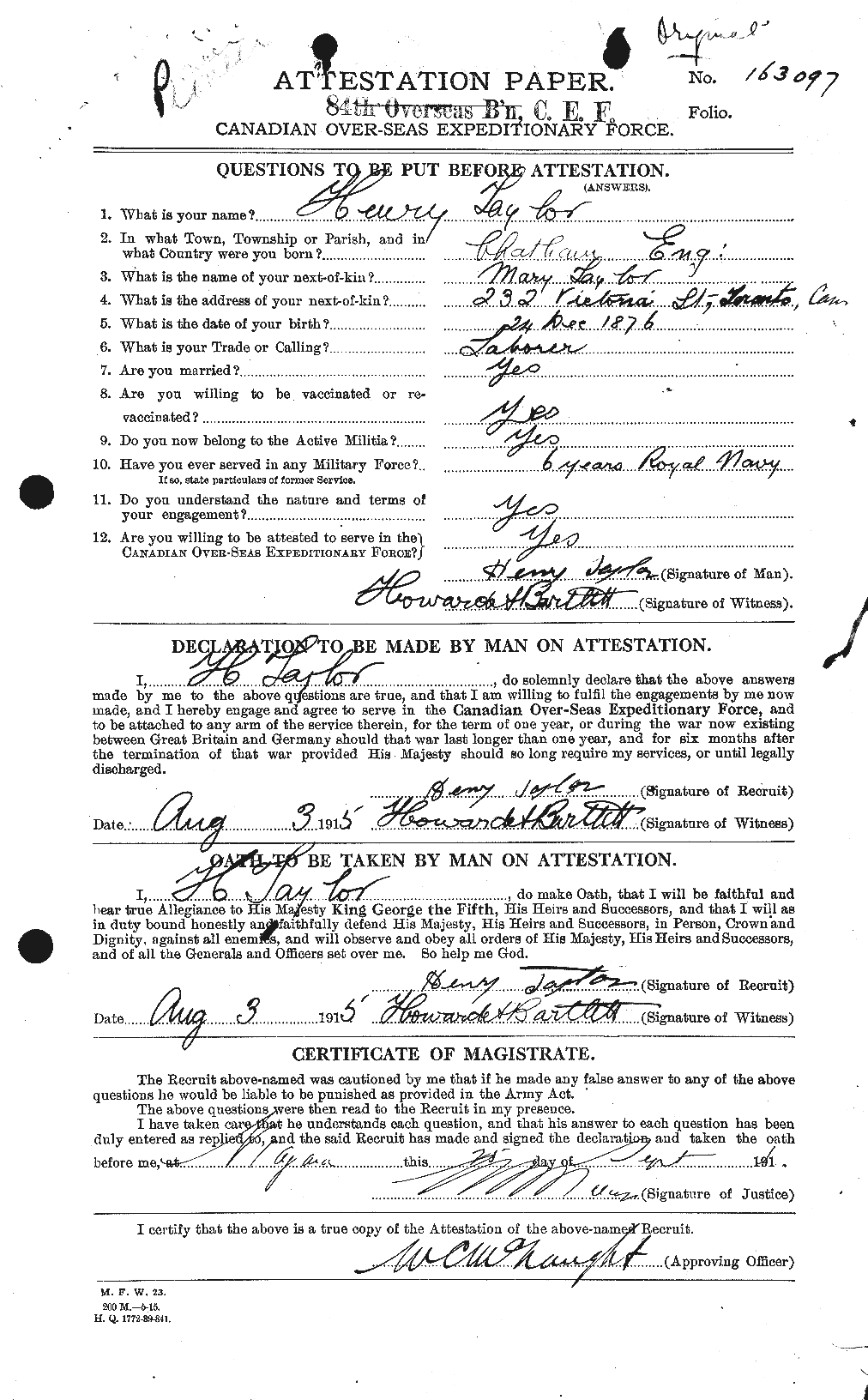 Personnel Records of the First World War - CEF 626526a