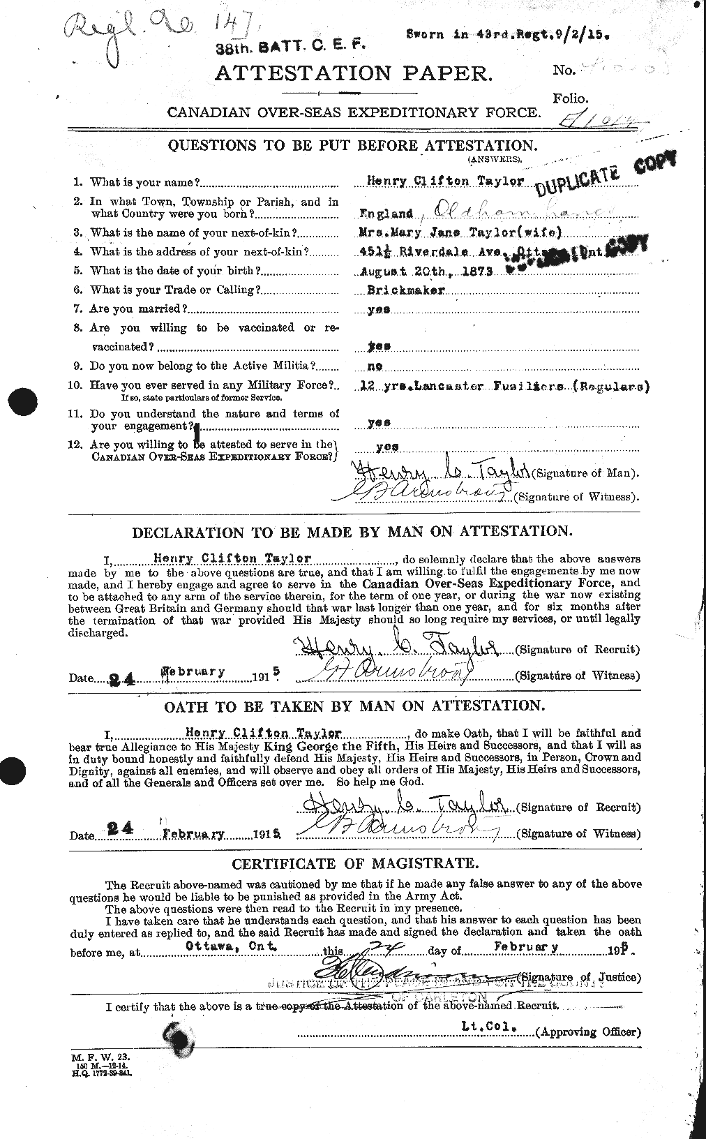Personnel Records of the First World War - CEF 626532a