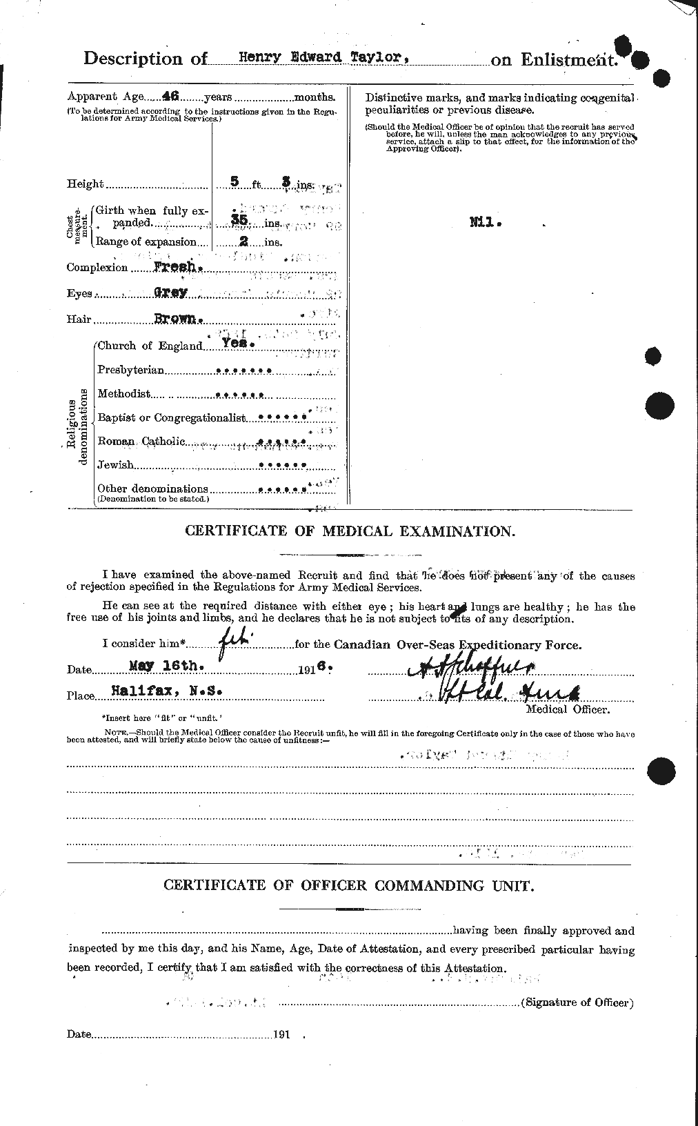 Dossiers du Personnel de la Première Guerre mondiale - CEC 626535b