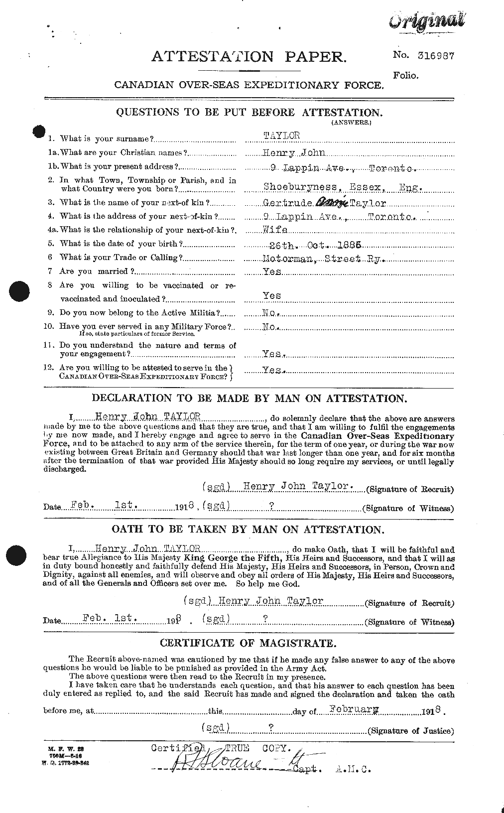 Personnel Records of the First World War - CEF 626545a