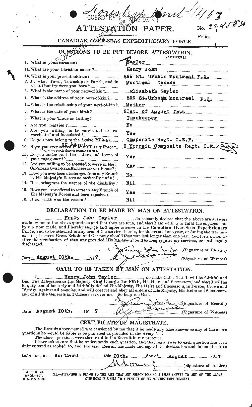 Personnel Records of the First World War - CEF 626546a