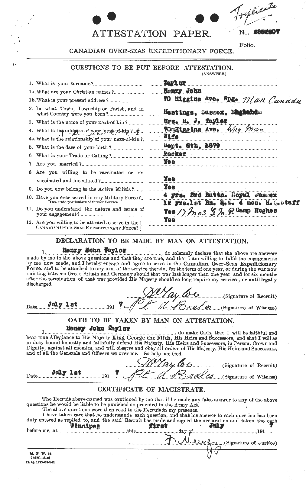 Personnel Records of the First World War - CEF 626547a