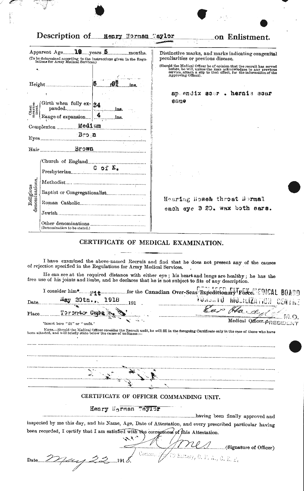 Dossiers du Personnel de la Première Guerre mondiale - CEC 626552b
