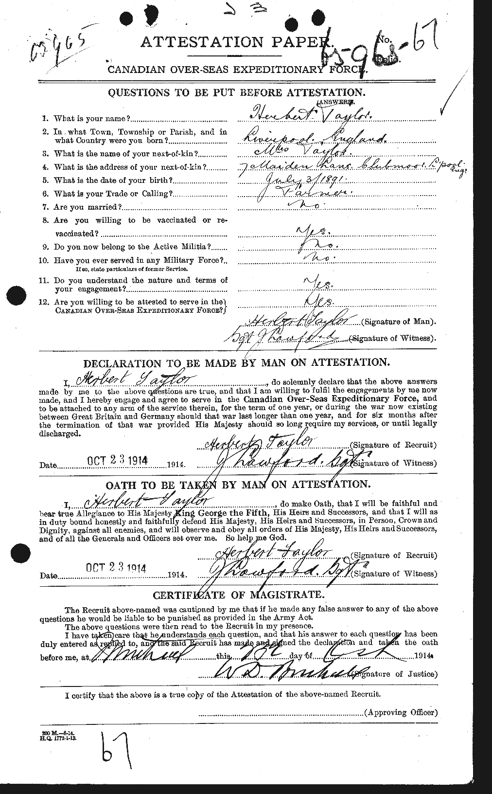 Personnel Records of the First World War - CEF 626558a