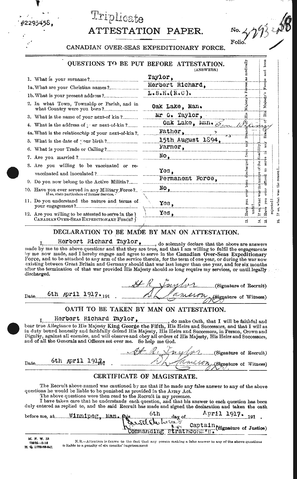 Personnel Records of the First World War - CEF 626578a