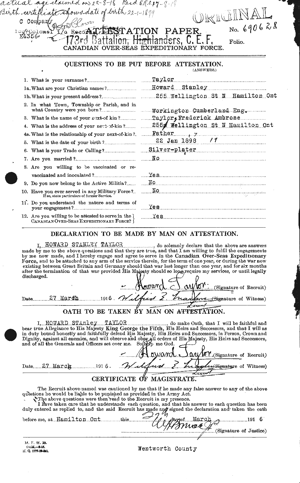 Personnel Records of the First World War - CEF 626603a