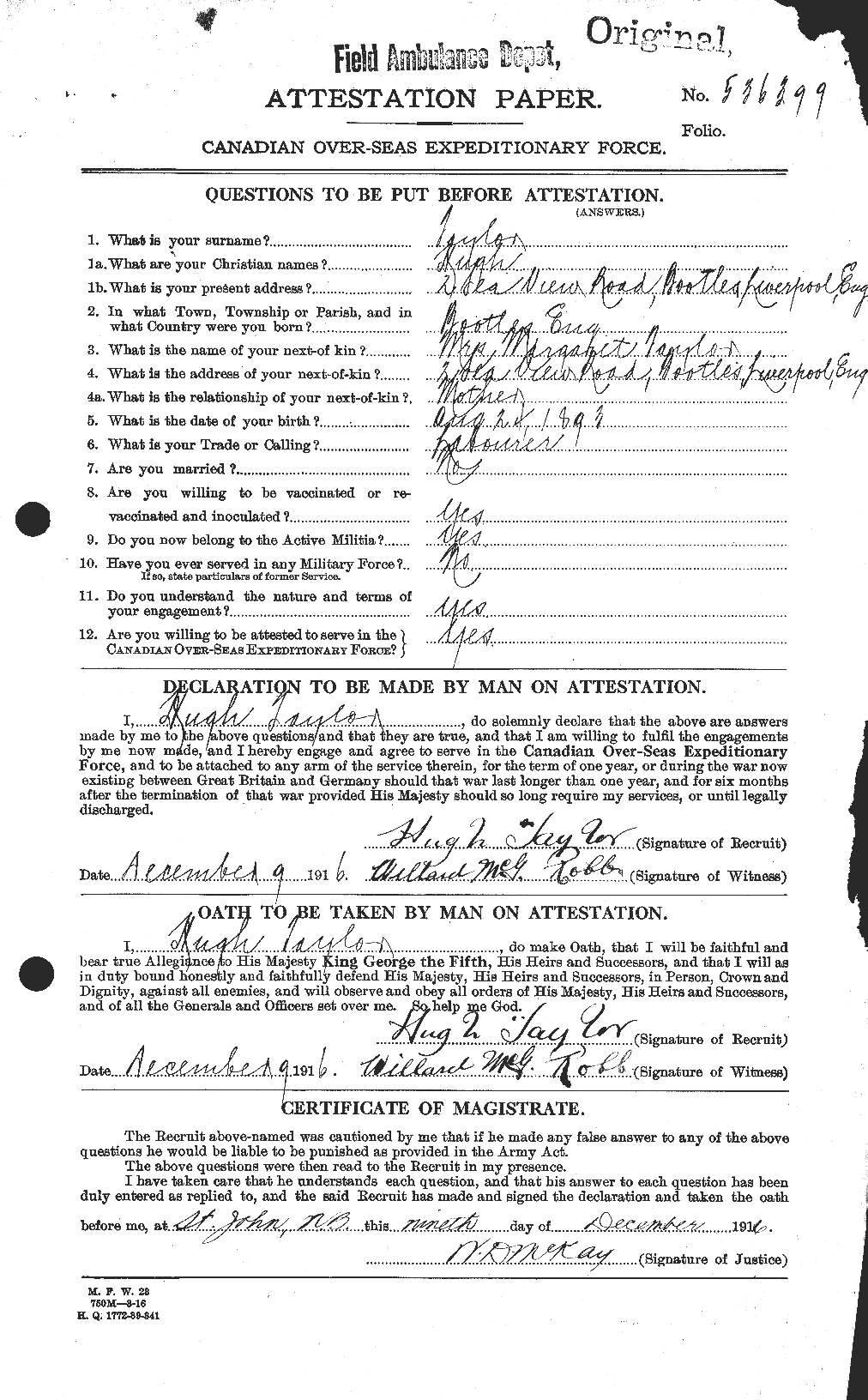 Personnel Records of the First World War - CEF 626610a