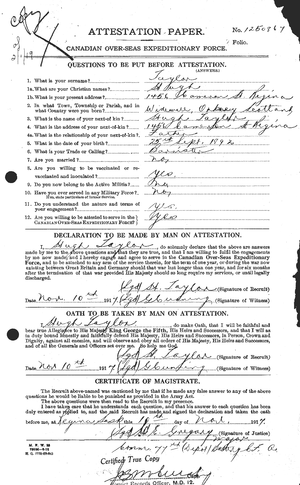 Personnel Records of the First World War - CEF 626612a