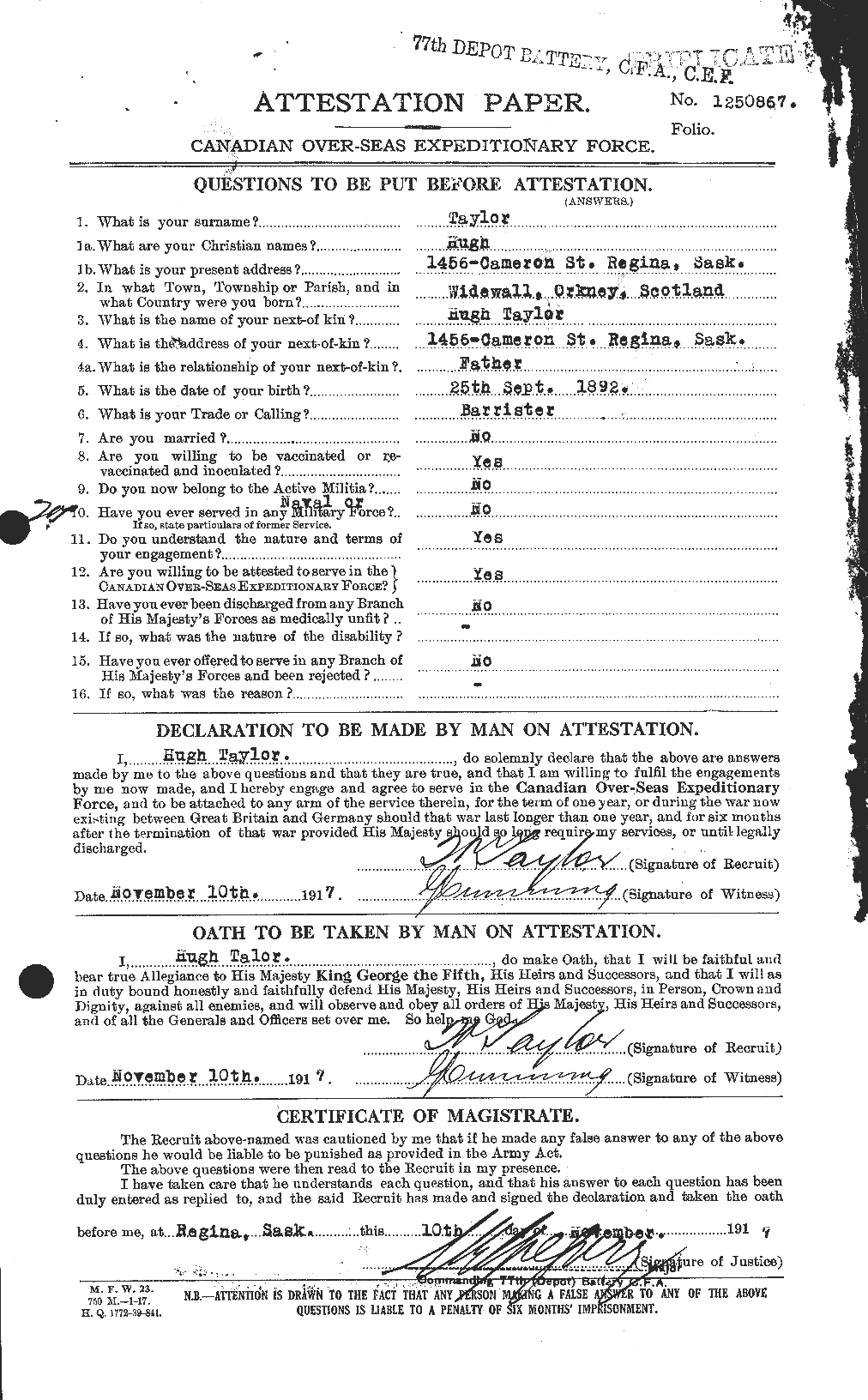 Personnel Records of the First World War - CEF 626613a