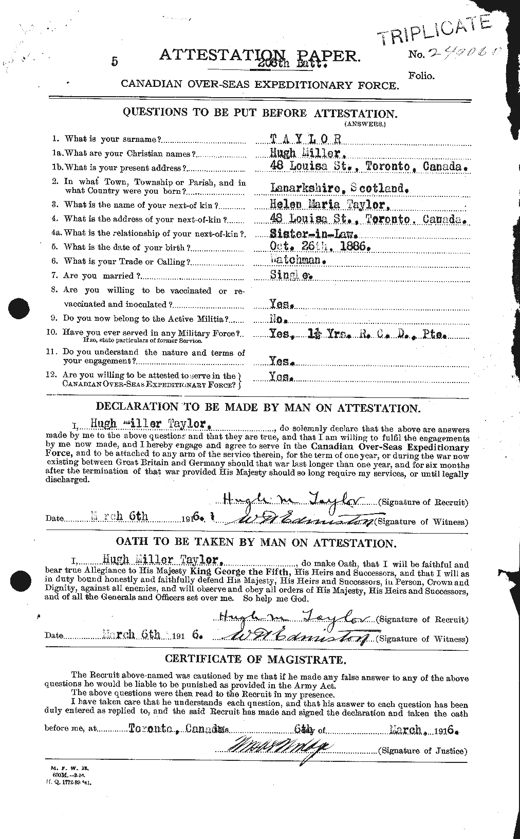 Personnel Records of the First World War - CEF 626619a