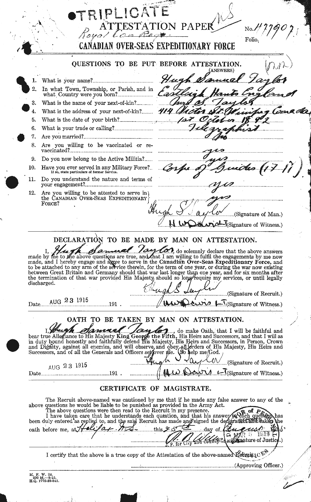 Personnel Records of the First World War - CEF 626621a