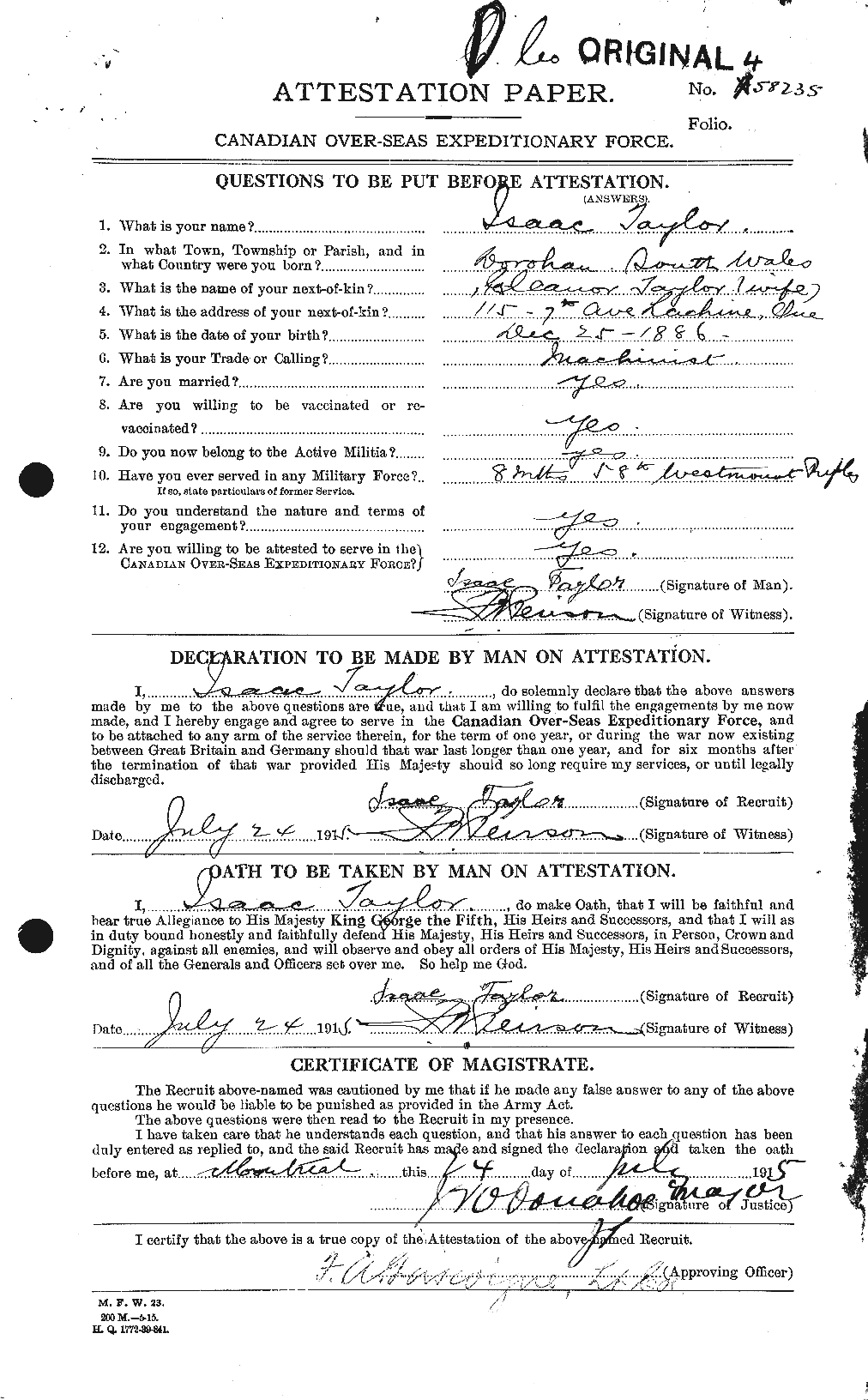 Personnel Records of the First World War - CEF 626628a