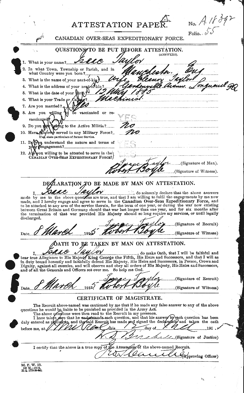 Personnel Records of the First World War - CEF 626629a
