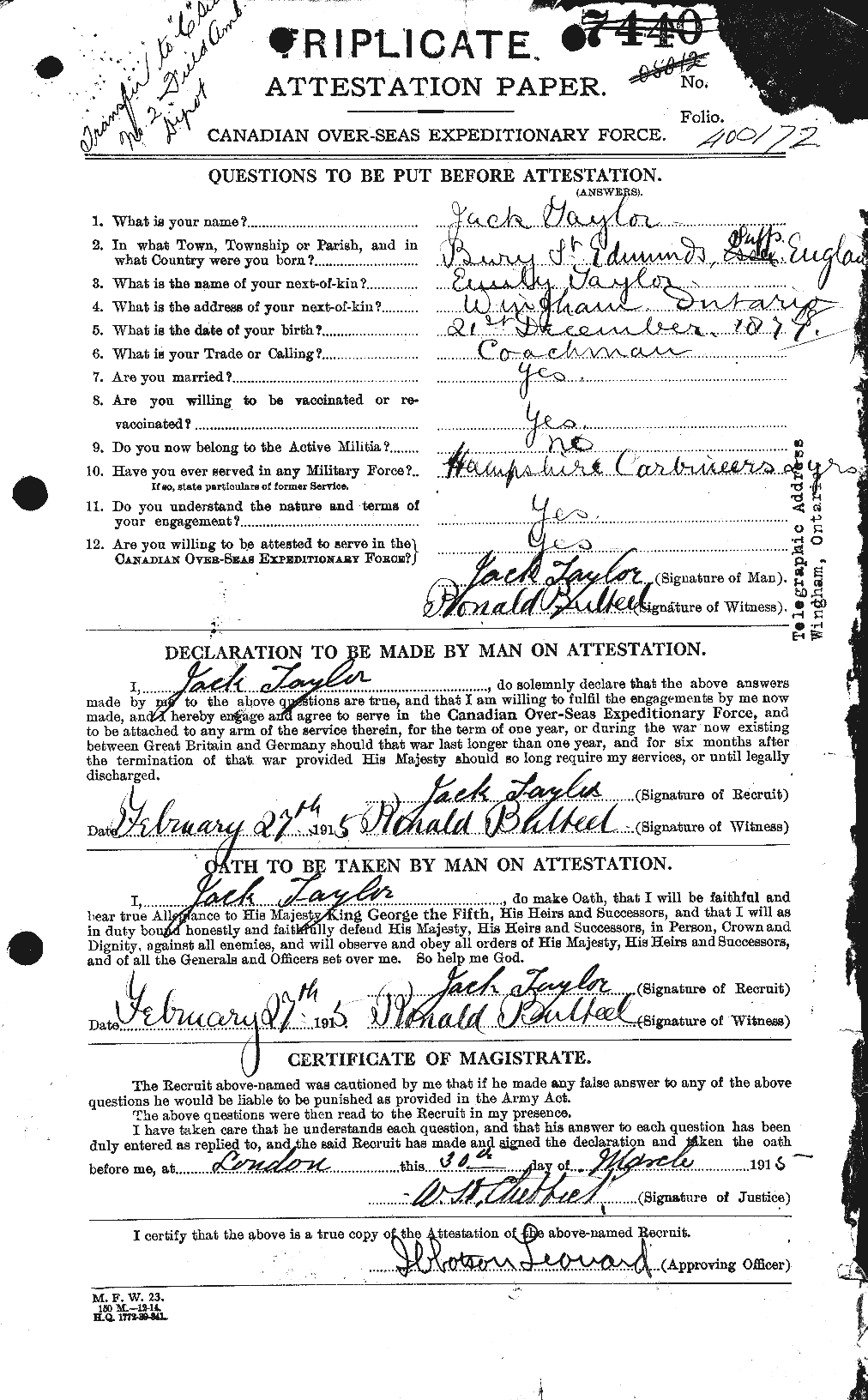Personnel Records of the First World War - CEF 626640a