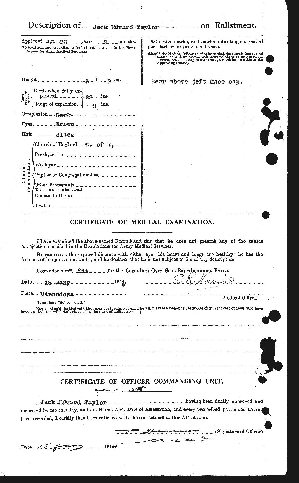 Dossiers du Personnel de la Première Guerre mondiale - CEC 626644b