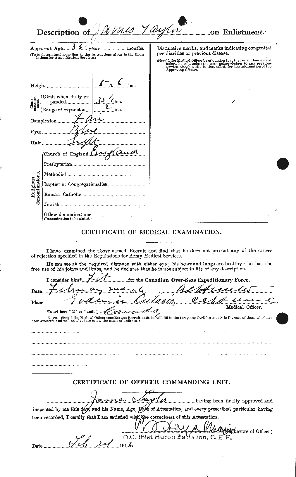 Dossiers du Personnel de la Première Guerre mondiale - CEC 626650b