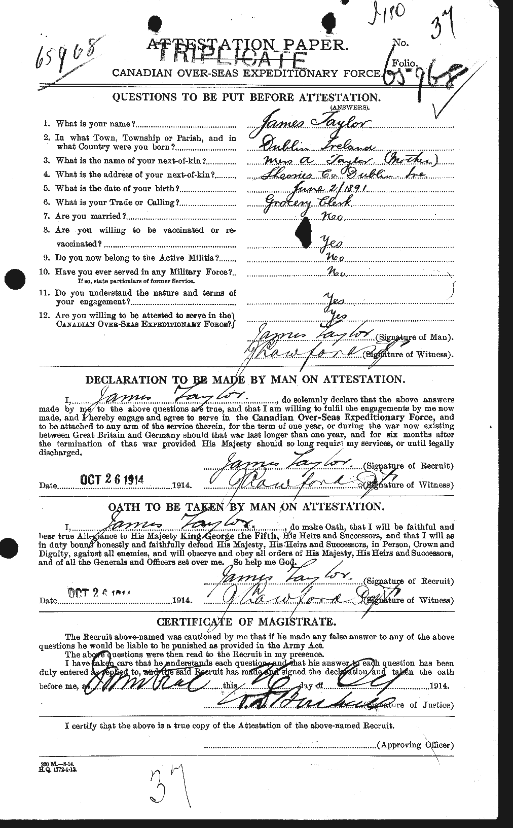 Personnel Records of the First World War - CEF 626670a