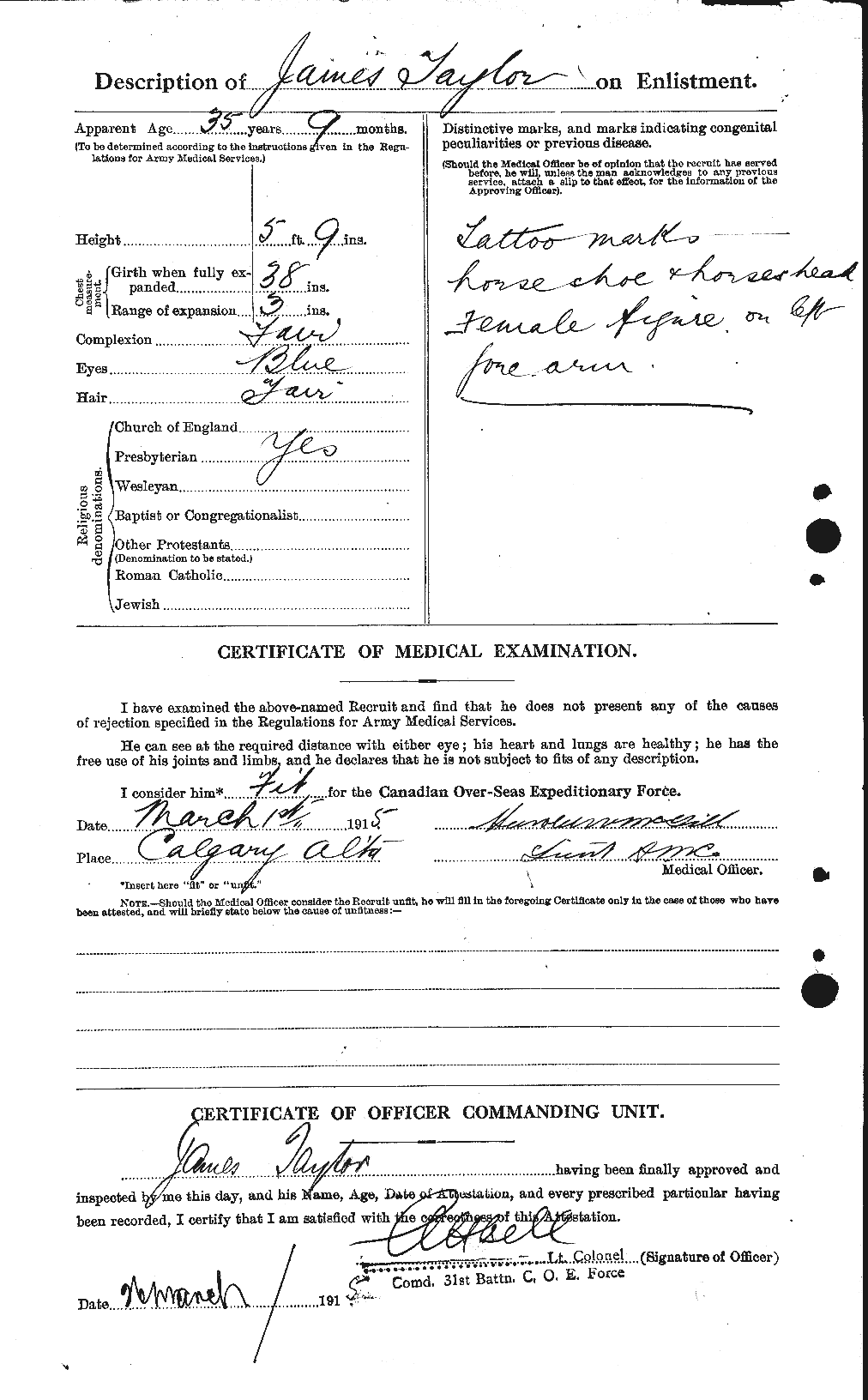 Dossiers du Personnel de la Première Guerre mondiale - CEC 626682b