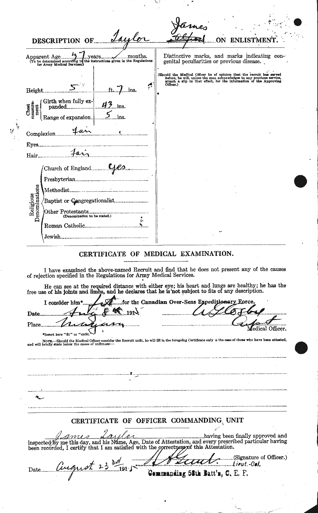 Dossiers du Personnel de la Première Guerre mondiale - CEC 626686b