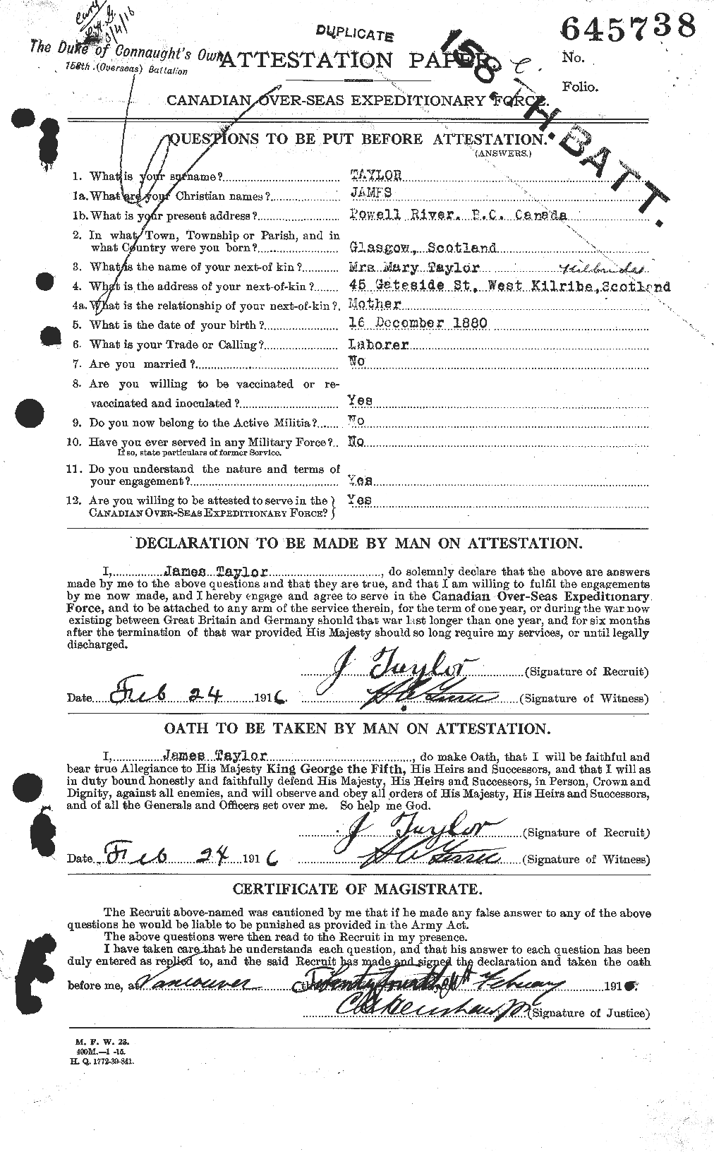 Personnel Records of the First World War - CEF 626694a