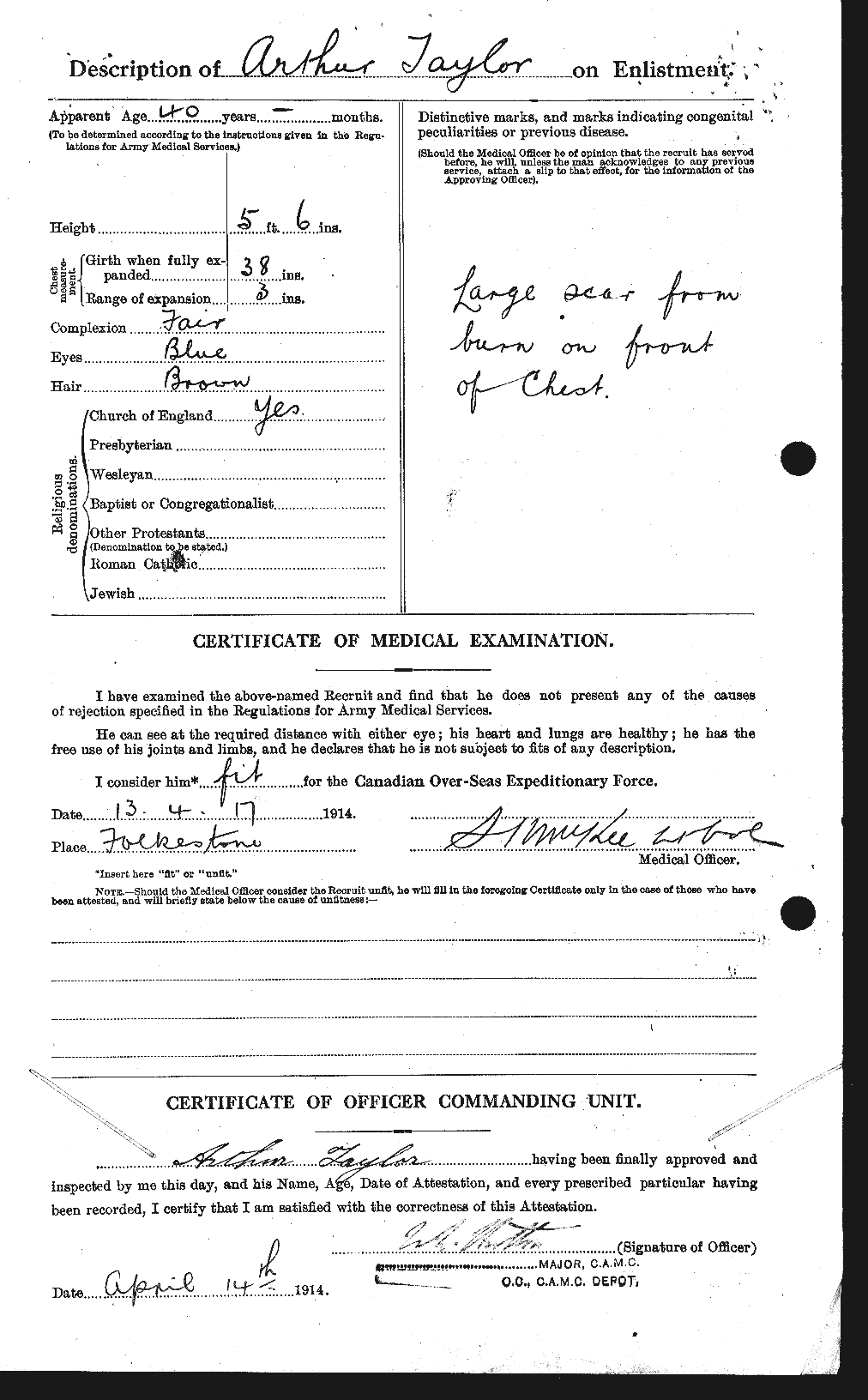 Dossiers du Personnel de la Première Guerre mondiale - CEC 626698b