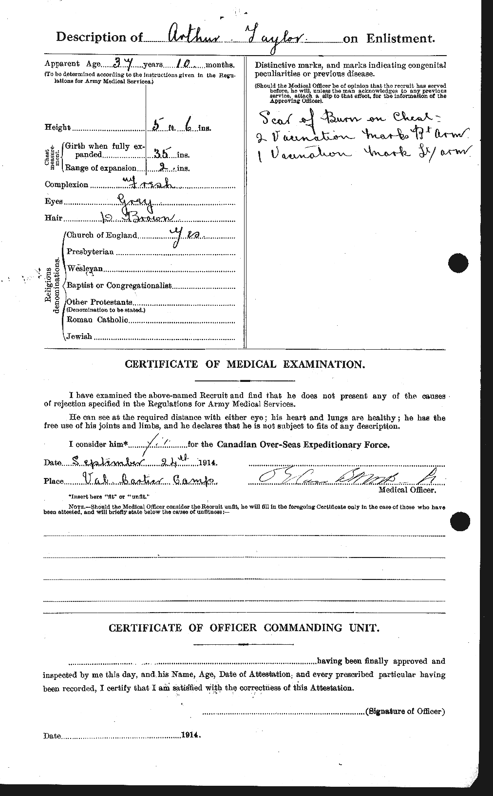 Dossiers du Personnel de la Première Guerre mondiale - CEC 626699b
