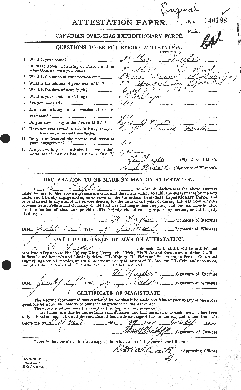 Personnel Records of the First World War - CEF 626702a