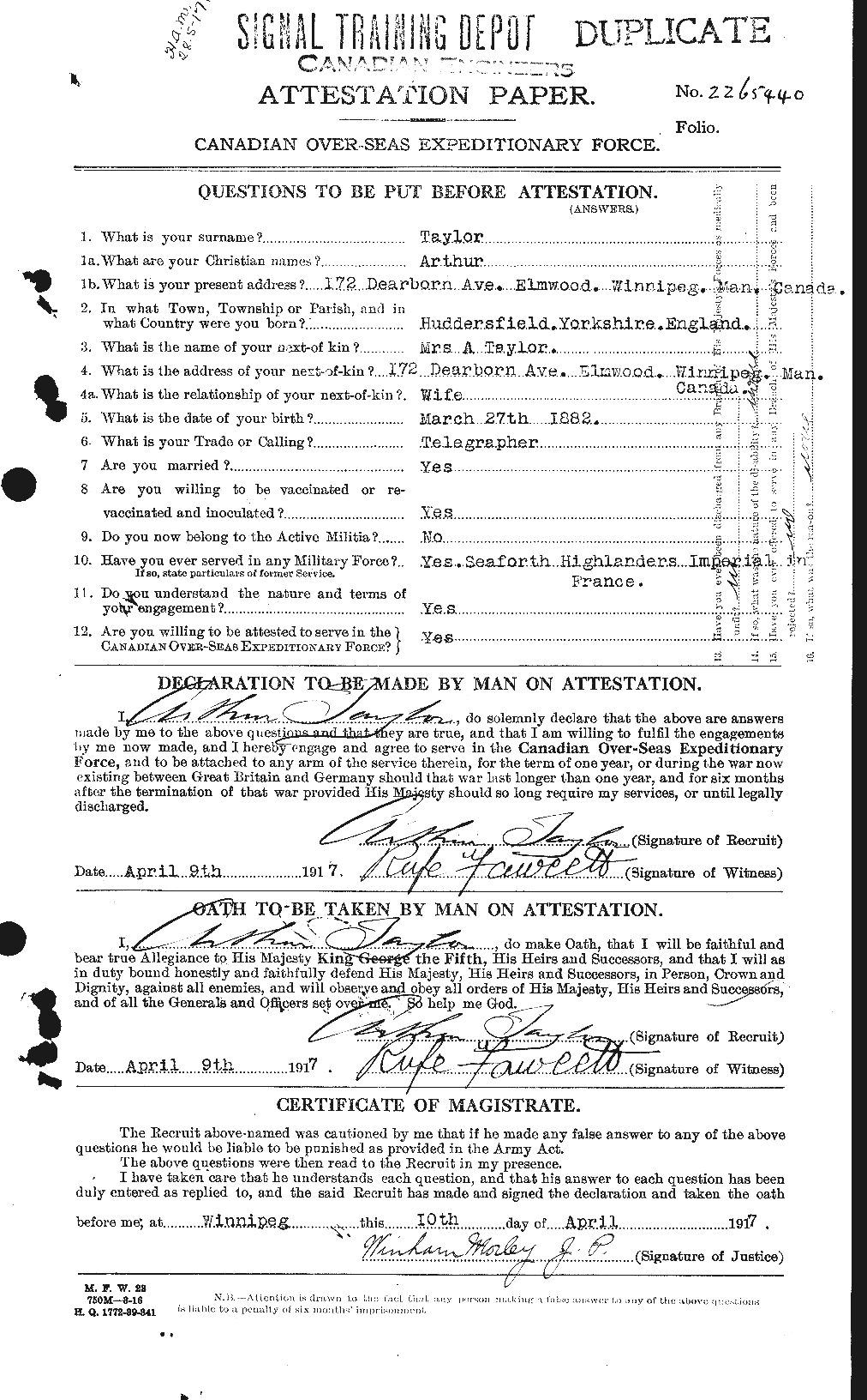 Personnel Records of the First World War - CEF 626704a