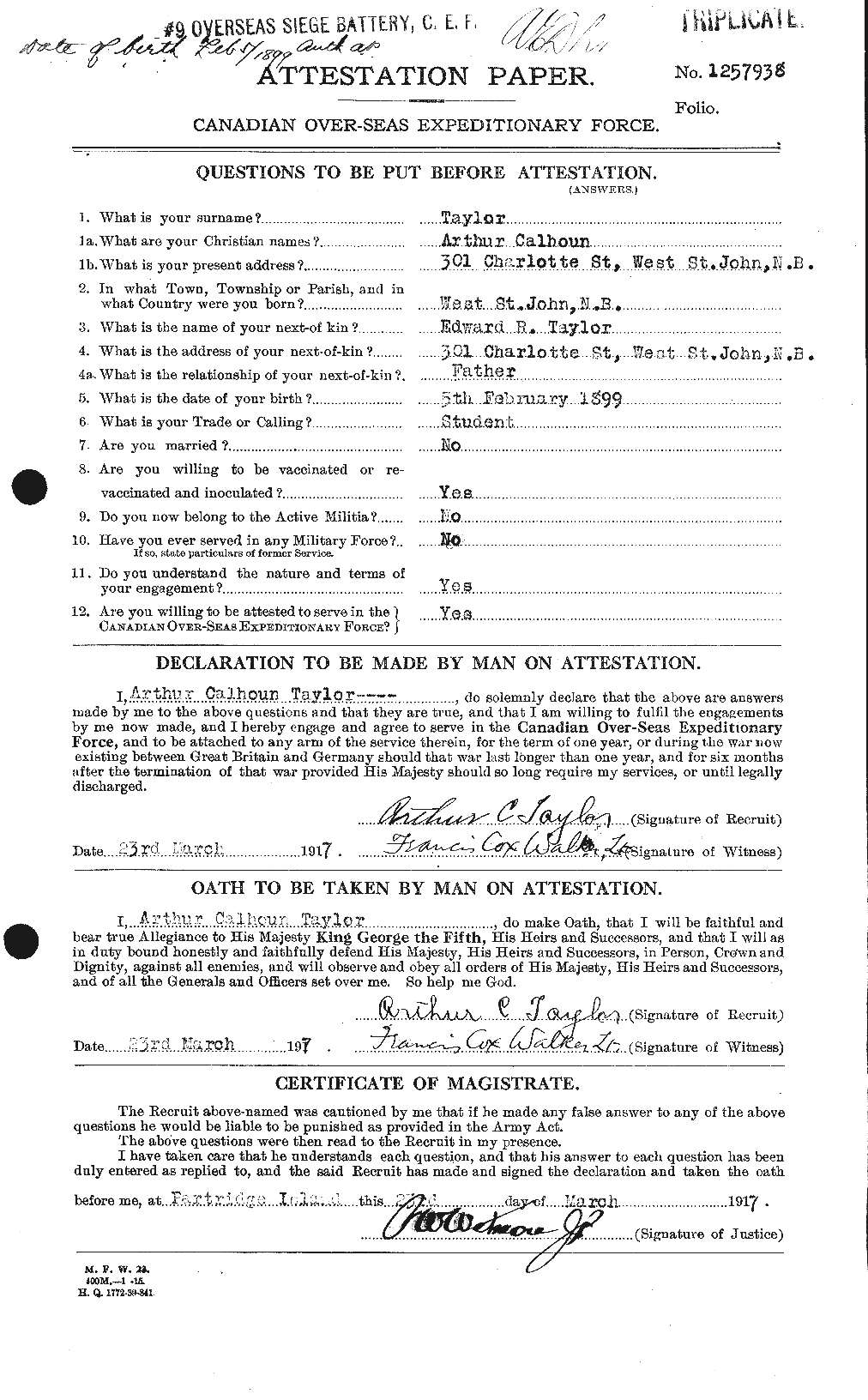 Personnel Records of the First World War - CEF 626717a