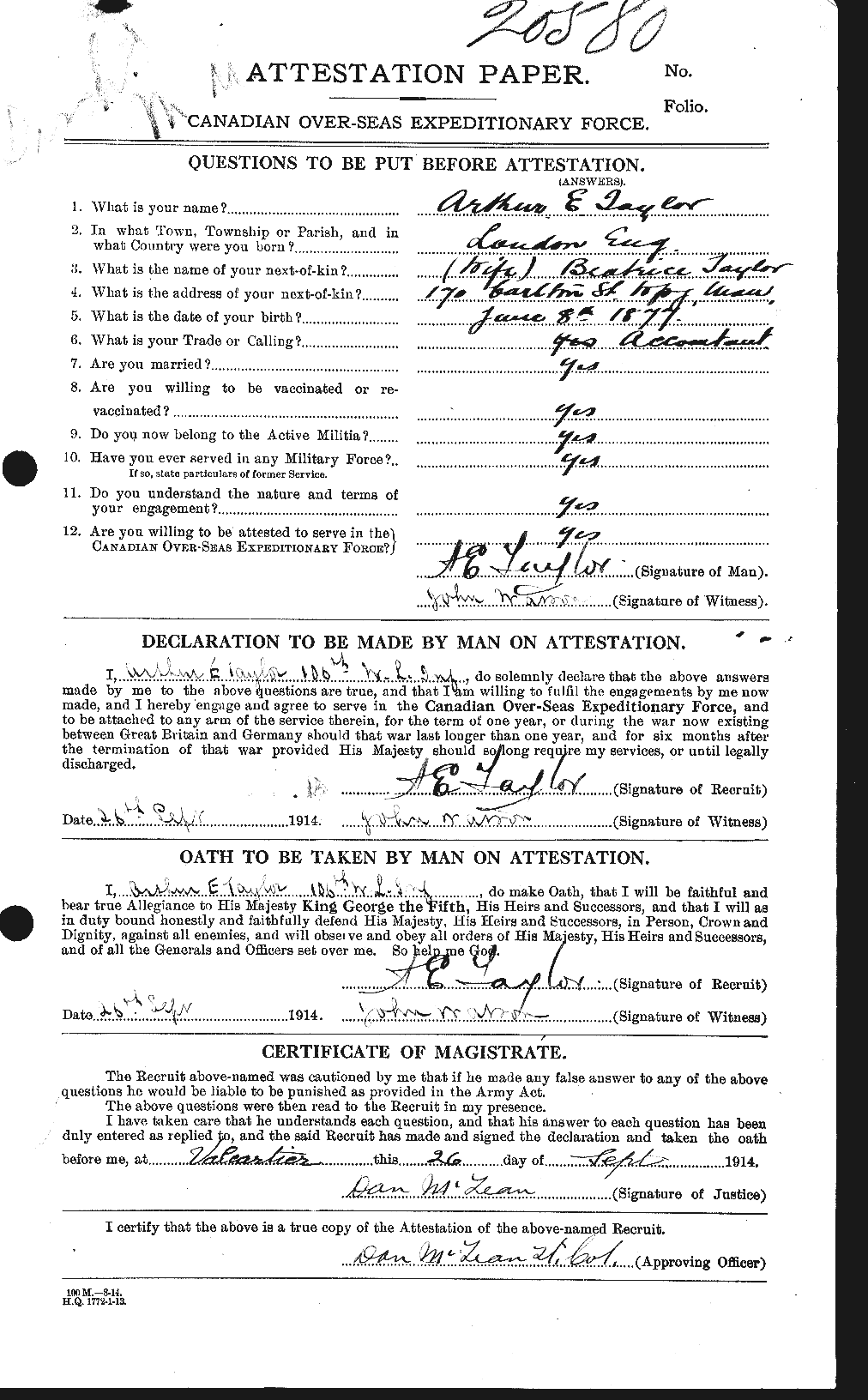 Personnel Records of the First World War - CEF 626719a