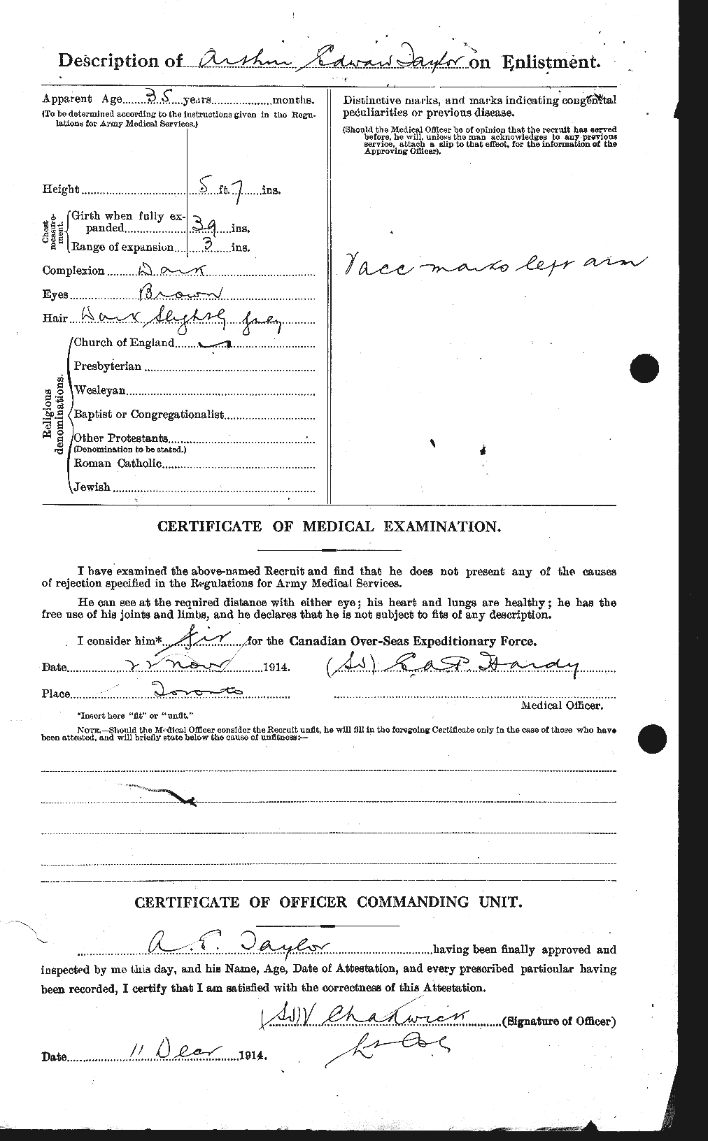 Dossiers du Personnel de la Première Guerre mondiale - CEC 626720b