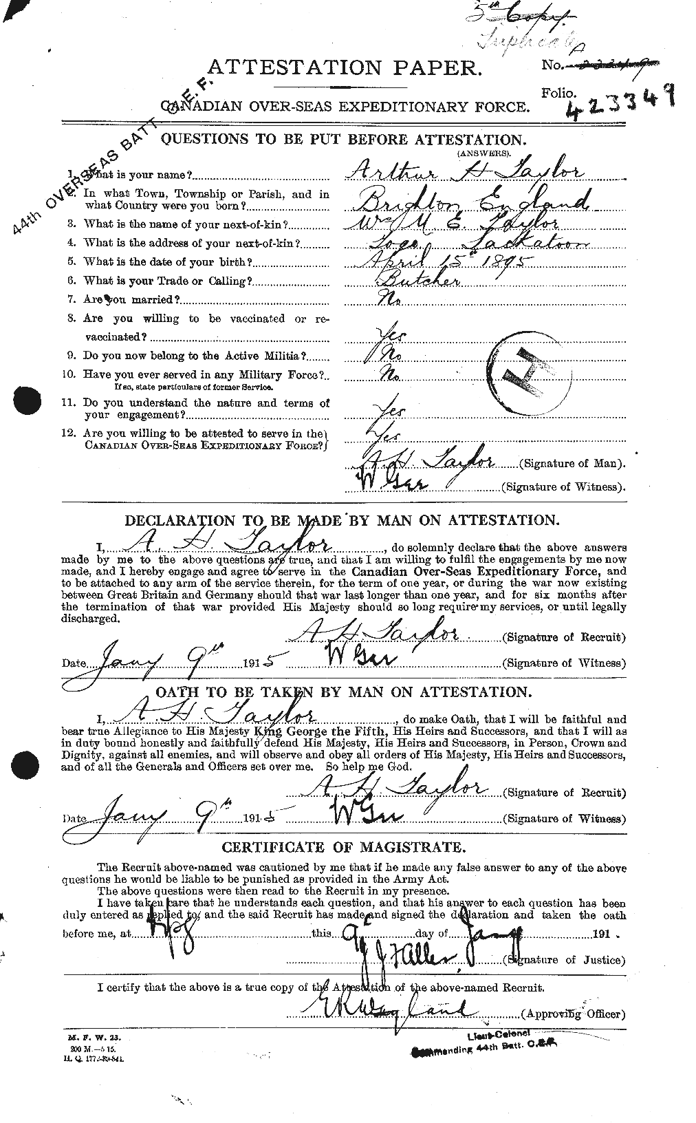 Personnel Records of the First World War - CEF 626726a