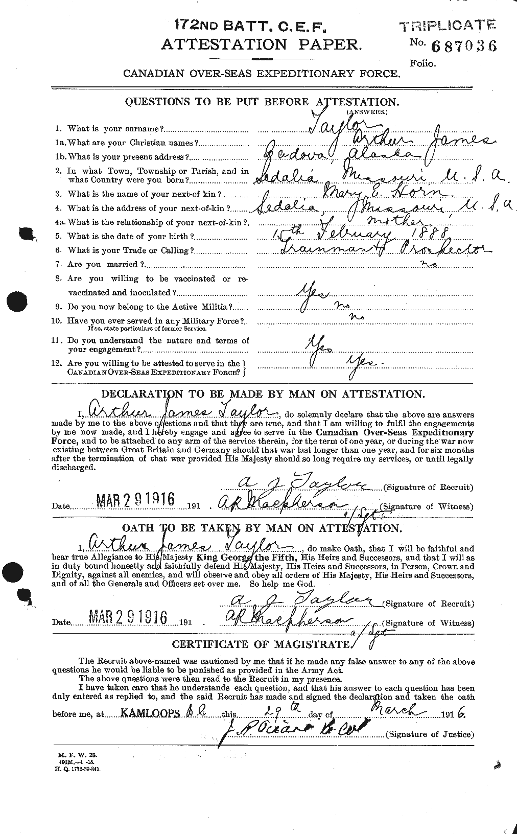 Personnel Records of the First World War - CEF 626732a